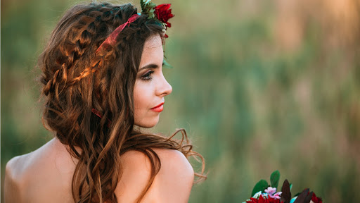 Russian woman with a flower in her hair