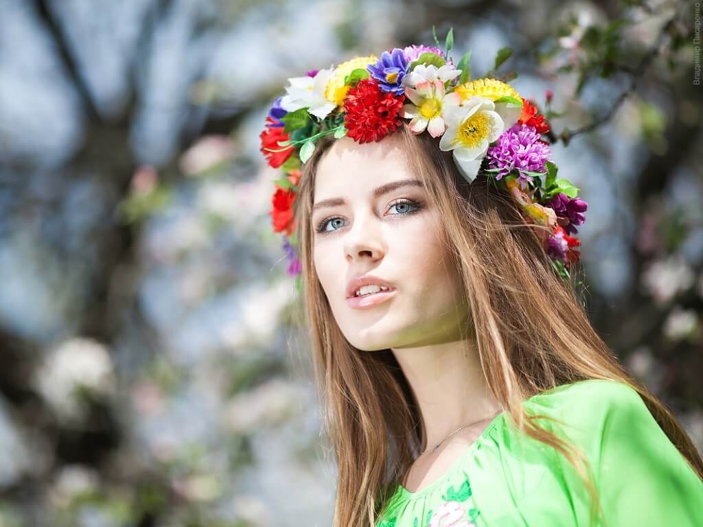 Ukrainian woman with a wreath on her head
