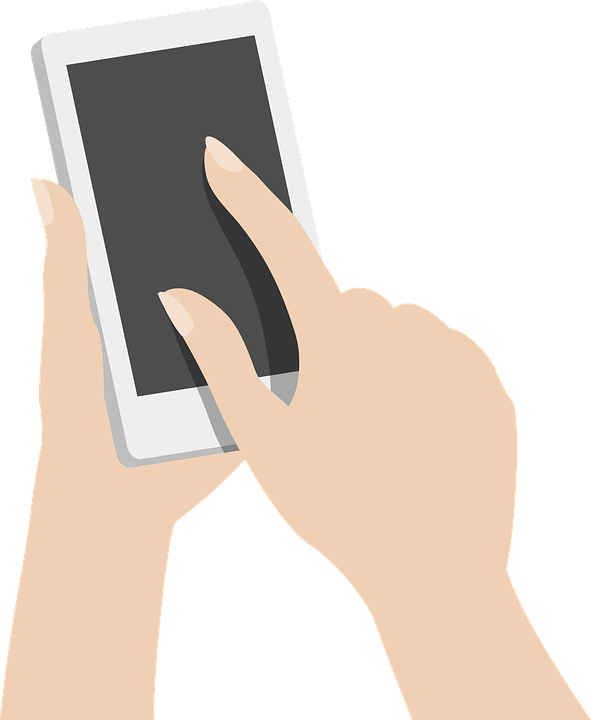 Visualization of a hand clicking on a smartphone screen